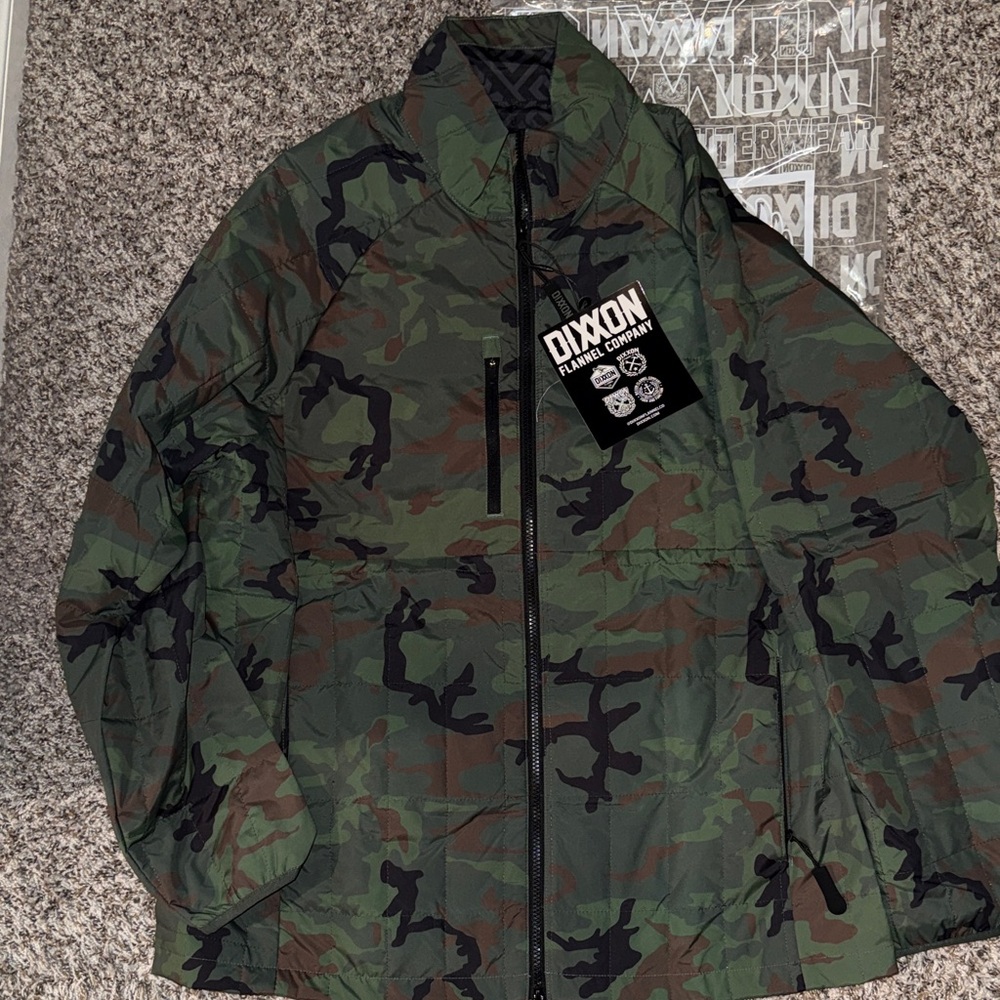 DIXXON Men's Green and Black Camouflage Field Jacket
